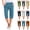 Navy, variant on DDAPJ pyju Cotton Linen Shorts for Women Knee Length Bermuda Shorts Elastic High Waisted Comfy Summer Shorts Solid Casual Short Pants with Pockets Clearance Sale Green M