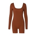 thumbnail image 4 of Womens Yoga Jumpsuits One Piece Workout Ribbed Long Sleeve Rompers Outfits U Neck Sport Exercise Jumpsuits Bodysuits, 4 of 6