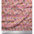 thumbnail image 1 of Soimoi Polyester Crepe Fabric Leaves & Fox Face Cartoon Printed Craft Fabric by The Yard 42 Inch Wide, 1 of 3