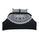 Unique Bargains Black All-season Comforter Sets Bohemian Style, with 2 Pillow Cases