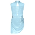 thumbnail image 3 of Oyolan Robe de Patinage Artistique Brillante pour Filles, Robe de Danse Lyrique, Justaucorps de Ballet à Jupe Froncée pour Compétition, Bleu Pâle 8, 3 of 4