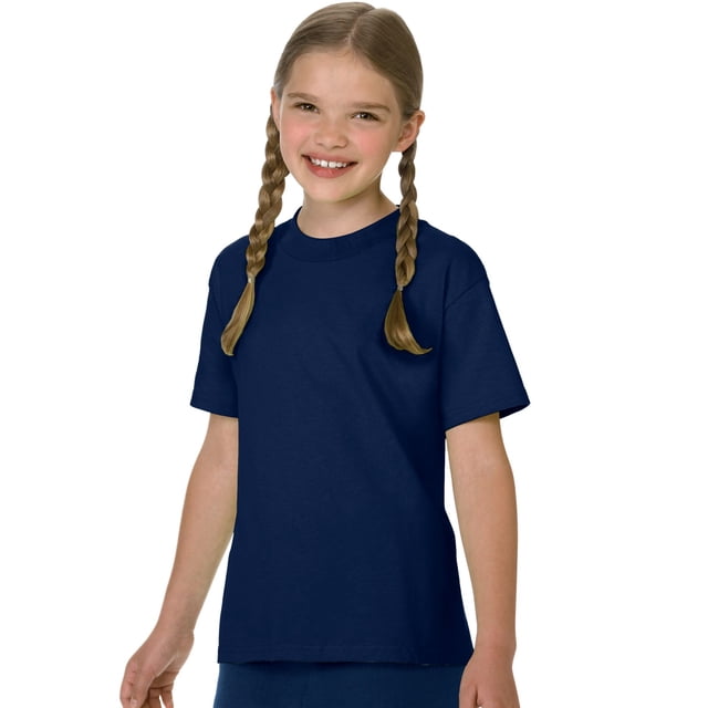 Hanes Authentic TAGLESS Kid`s Cotton T-Shirt, L, Navy