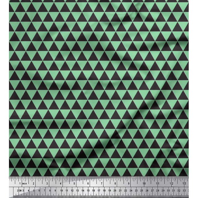 Soimoi Green Cotton Duck Fabric Triangle Geometric Decor Fabric Printed Yard 42 Inch Wide