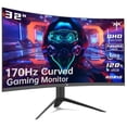 thumbnail image 1 of Refurbished KTC H32S17 32" Curved Gaming Monitor, 2K 1440P, 185Hz Refresh Rate, 1ms Response Time, HDR10, FreeSync Premium, Black, 1 of 3
