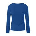 thumbnail image 5 of WEIYLL Tops Women U Neck Lace Long Sleeve Loose Solid Blue Top Sizes XXXL, 5 of 5