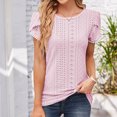 thumbnail image 2 of Timegard Hauts d'Été pour Femmes, Oeillets, Col Rond, Blouse à Manches Courtes Pétale, Chic Décontracté, Hauts Amples, 2 of 7