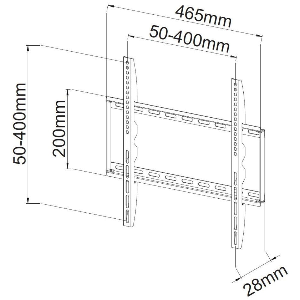 Techly 23" to 55" Slim Fixed LCD/LED TV Wall Mount - VESA up to 400x400 mm - Holds up to 45 kg, Black