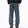 thumbnail image 1 of RKSTN Mens Pants Plush Thick Jeans With Elastic Drawstring Loose Oversized Straight Leg Pants Long Pants Soft Comfortable Workout Pants, 1 of 5