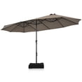 thumbnail image 2 of Costway Parasol de Patio Double Face Jumeau 15 Pieds Pare-Soleil Extérieur à Manivelle de Marché Base Café, 2 of 9