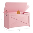 thumbnail image 3 of Pink Storage Chest, Storage Bench with Safety Hinge, Farmhouse Style Wooden Trunk for Entryway, Bedroom, Living Room, 3 of 5