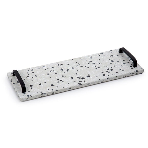 Truu Design Plateau décoratif en terrazzo, 40 x 5cm (15.75 x 2po), Gris