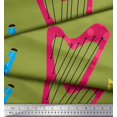 thumbnail image 2 of Soimoi Green Rayon Crepe Fabric Guitar & Xylophone Musical Instrument Print Sewing Fabric Yard 46 Inch Wide, 2 of 3