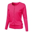 thumbnail image 2 of Cardigan à Col Rond pour Femmes, Mode Durable, Tricoté, Manches Longues, Grandes Tailles, Coupe Ample, Couleur Unie, Veste Chandail Courte, Cardigan - Hontri, 2 of 4