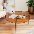 thumbnail image 1 of Wisfor Table d'Appoint Rond de 80 cm, Dessus en Verre, Table Basse de Sofa, Table de Rangement de Chevet, 1 of 10