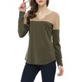 thumbnail image 3 of Unique Bargains T-Shirt Décontracté à Manches Longues et Col en V Fendu pour Femmes, 3 of 7