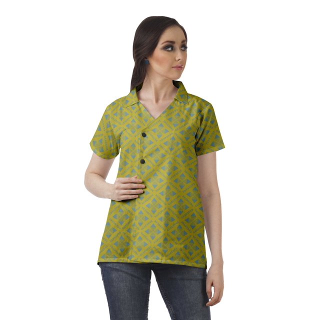 Moomaya Chemise Tunique Style Enveloppant pour Femmes en Coton Décontracté Col Classique Boutonné