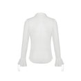 thumbnail image 4 of Kmbangi Chemise Froncée pour Femmes à Manches Longues Évasées, Col à Revers, Simple Boutonnage, Coupe Ajustée, 4 of 9