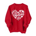 thumbnail image 2 of Penkiiy Chandail en Molleton Imprimé Col Rond pour Femmes, Manches Longues, Capuche, Rouge, 2 of 4