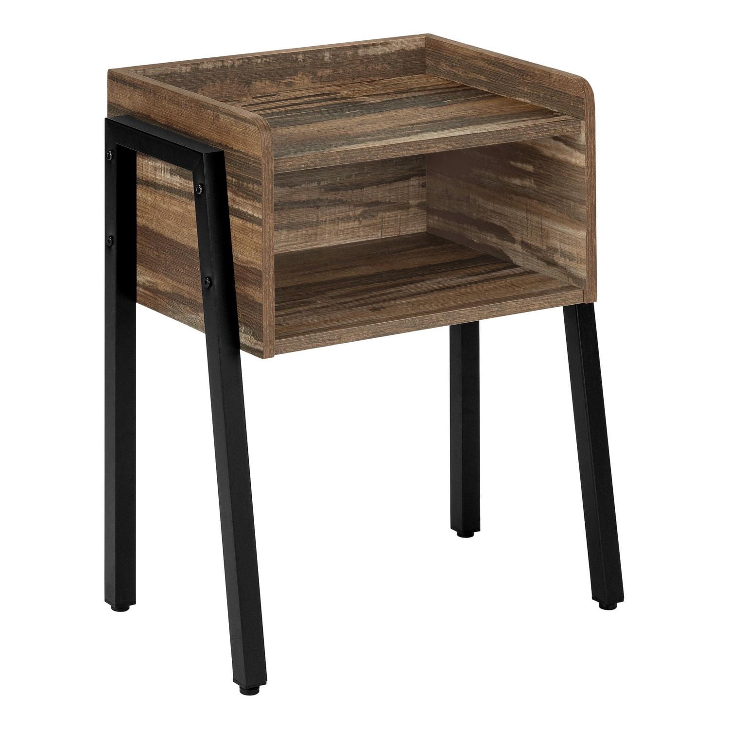 Monarch Specialties Accent Table, Side, End, Nightstand, Lamp, Living Room, Bedroom, Brown Laminate, Black Metal, Contemporary, Modern