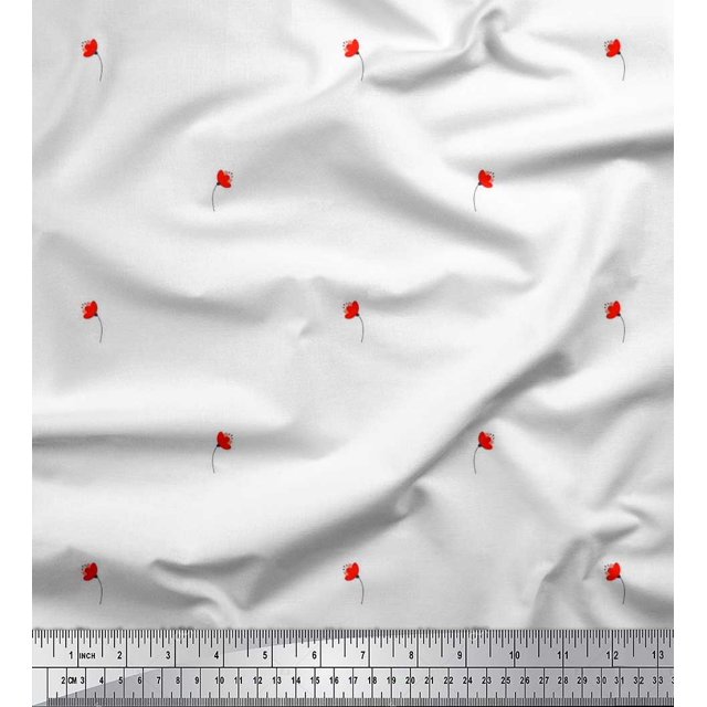 Soimoi Tissu Popeline de Coton Imprimé Floral par Yard 56 Pouces de Large