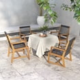 thumbnail image 4 of Gymax Patio 4PCS Acacia Wood Dining Chairs All-Weather Rope Woven Armchairs Outdoor, 4 of 9