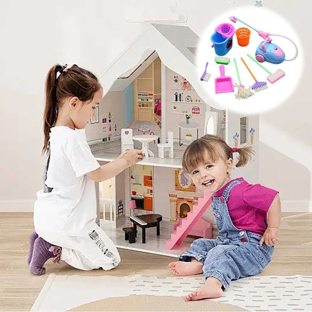 Dolls & Accessories Pretend Play Cleaning Set 9PCS for Mini Household Tasks with Random Colors and Safe Parts for Kids Over 3 9PCS