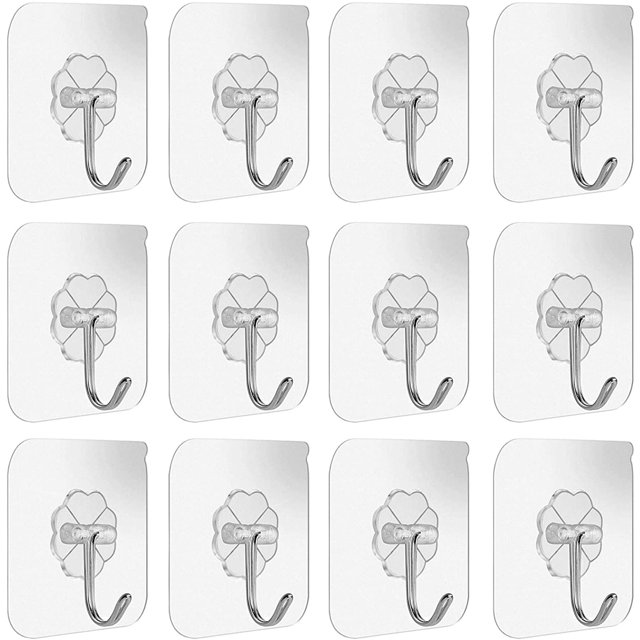 24 Pcs Crochets Adhésifs 22lb(Max) Crochets Muraux Robustes Imperméables Résistants à l'Huile