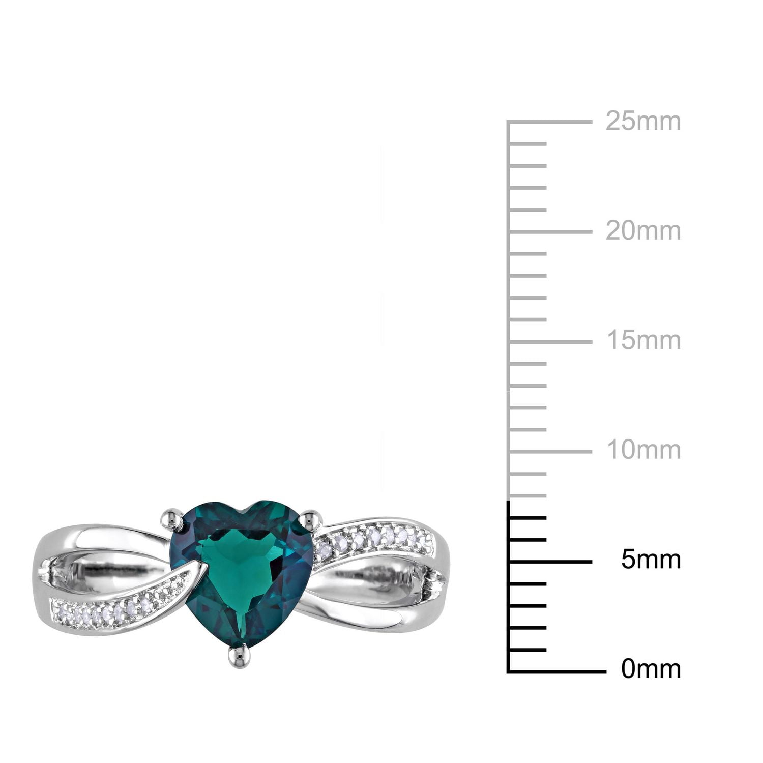 Tangelo 1 Carat T.G.W. Created Emerald and Diamond-Accent Sterling Silver Cross-Over Heart Ring
