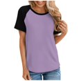 thumbnail image 2 of AherBiu T Shirts for Women Crew Neck Short Sleeve Comfy Tshirts Summer Casual Basic Tees Color Block, 2 of 5