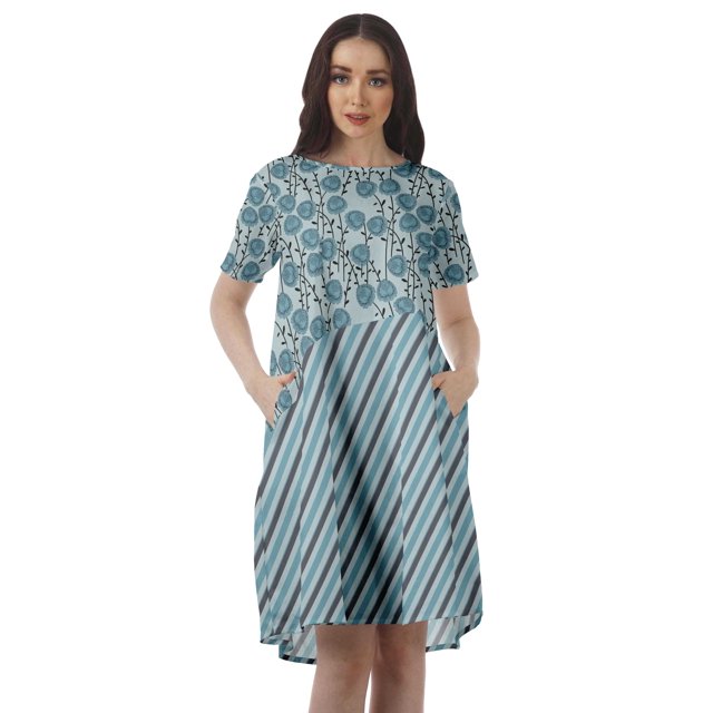 Moomaya Printed Loose A-Line Dress With Pockets Short Sleeve Dresses Women