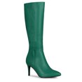 thumbnail image 1 of Unique Bargains Women's Pointed Toe Stiletto Heel Knee High Boots Green US 8, 1 of 8