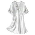 thumbnail image 2 of Sakmal Robe de Nuit en Satin pour Femmes, Robe de Nuit en Soie Blanche à Manches Courtes, Chemises de Nuit pour Femmes, 2 of 5