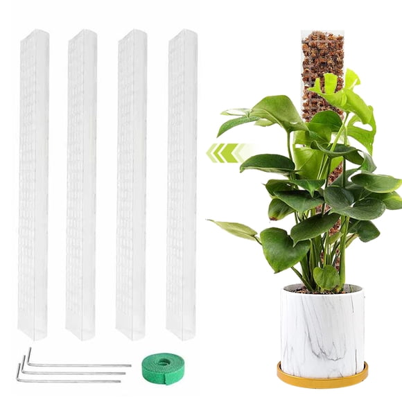 Vaidha 4 Pcs 24 Inch Plastic Moss Pole For Plants Monstera, Plant Poles For Climbing Plants, Plant Support For Indoor Plants Work With Sphagnum Moss