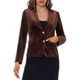 thumbnail image 1 of INSPIRE CHIC Veste Blazer en Velours Vintage pour Femme, Rentrée des Classes, Enseignante, Revers Cranté, Boutonnée devant, Veste de Travail, TG, Brun, 1 of 6