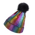 thumbnail image 1 of Unisex Solid Color Hot Stamping Pinstrip Knit Hat Warm Fashion Cotton Hat, 1 of 2