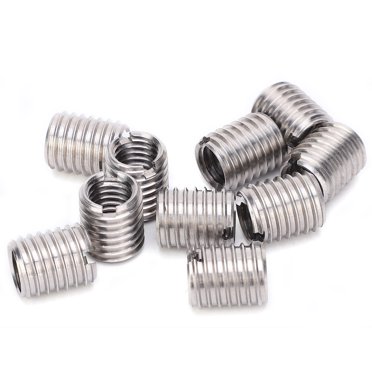10-Pack 303 Stainless Steel Thread Repair Insert Nuts, M8x1.25 Female to M10x1.5 Male Conversion Sleeves, 12mm Length with 9mm Bottom Hole & Small Slot – Ideal for Fixing Stripped Threads in