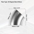 thumbnail image 3 of Unique Bargains 4 Pcs OD 4 Inch 45 Degree SS304 Stainless Steel Exhaust Elbow Pipe for Car Modified Exhaust System, 3 of 7