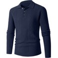 thumbnail image 1 of Chandail Ajusté pour Homme, Chandail Tricoté à Manches Longues avec Col Rabattu, Tenue Décontractée de Base pour l'Automne et l'Hiver, 1 of 9