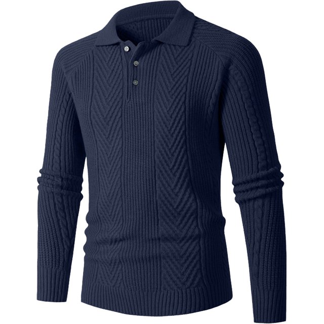 Chandail Ajusté pour Homme, Chandail Tricoté à Manches Longues avec Col Rabattu, Tenue Décontractée de Base pour l'Automne et l'Hiver