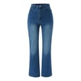 thumbnail image 4 of Bmisegm Jeans Évasés Taille Haute pour Femme, Bleu Foncé, L, 4 of 8