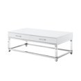 thumbnail image 4 of Inspired Home Table Basse Maximo 2 Tiroirs Pieds en Acrylique à Fini Très Lustré Base en Acier Inoxydable Chromé Design Moderne, Blanc/chrome, 4 of 9