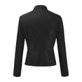 thumbnail image 4 of Qertyioot Femmes Mode Veste à Revers Motard Manteau Fermeture Éclair Biker Court Punk Hauts Courts, 4 of 6