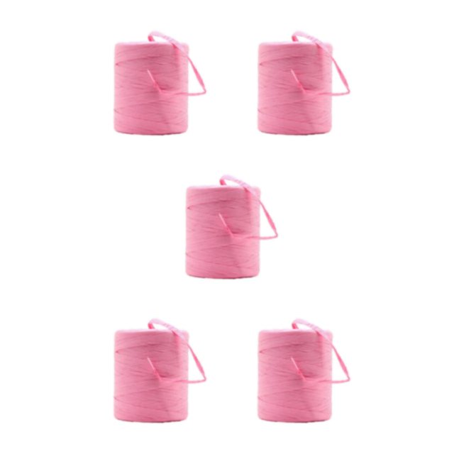 Baohd Fiber Sturdy And Durable Raffia Rope Yarn For DIY Crafts Natural Paper Ribbon Solid Crochet Yarn pink 5Set
