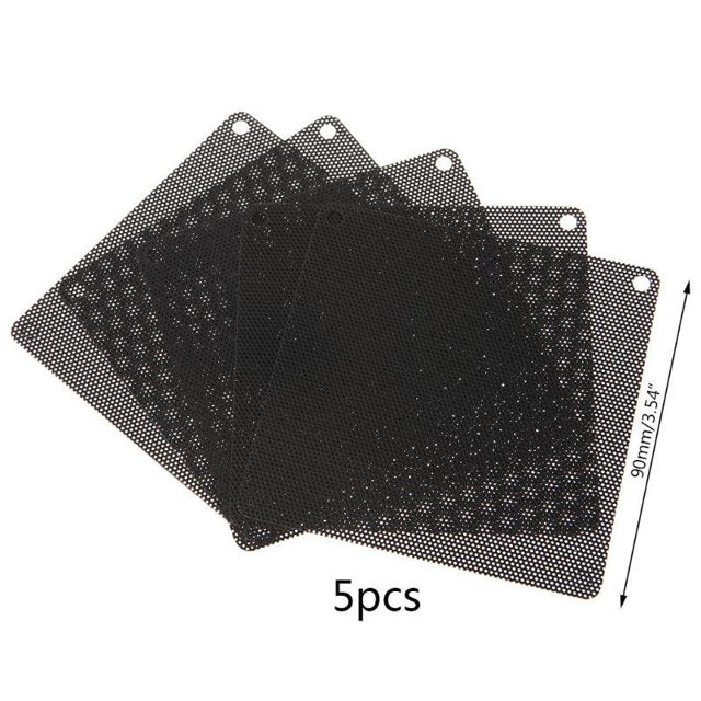 5PCS PVC Fan Dust Filter PC Dustproof Case Cuttable Computer Mesh Cover 40mm 50mm 60mm 70mm 80mm 90mm 140mm Mesh Black F 9cmx9cm