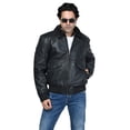 thumbnail image 4 of Men's Leather Jacket with Genuine Fur Collar, 4 of 8