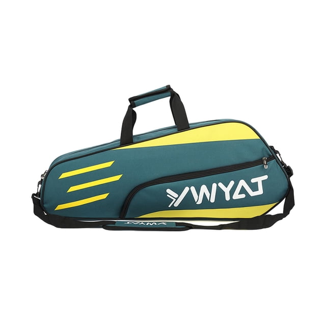 jinwen Badminton Racquet Bag Gym Bag Sports Equipment Bag Portable Racket Carry Bag Green Yellow