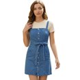 thumbnail image 1 of INSPIRE CHIC Women's Classic Adjustable Strap A-Line Overall Denim Dress, 1 of 6