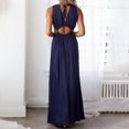 thumbnail image 5 of B91xZ Robes de Mariage pour Invité une Épaule Haute Fendue Sans Manches Froncée Sexy Cocktail Maxi Longue Robe, Bleu S, 5 of 5