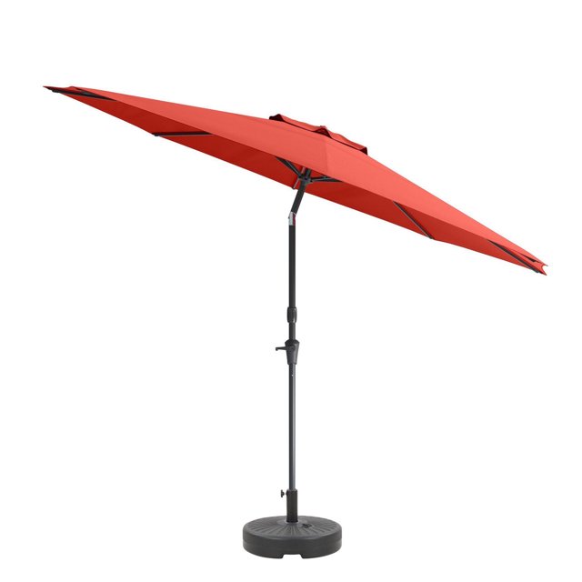 CorLiving 10ft Wind Resistant Tilting Patio Umbrella with Aluminum & Steel Frame & Round Base