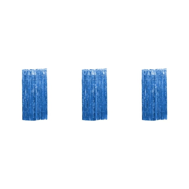 relayinert Vibrant Foil Fringe Curtain Wide Application And Customizable Options Dark Blue 3*1m 3Set